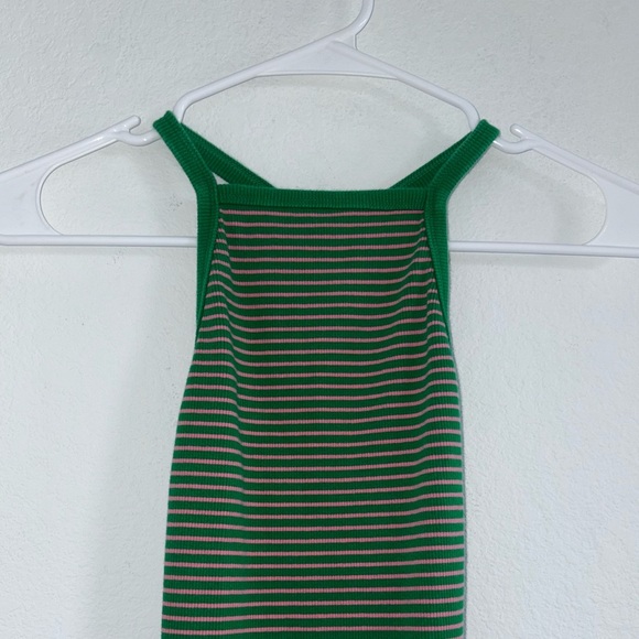 Zara Racerback Green Pink Stripe Bodysuit - Picture 9 of 9